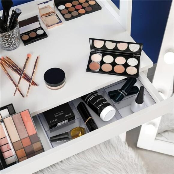 Clear Drawer Organizer Tray with Adjustable Dividers for Office Desk Storage - Picture 2 of 8